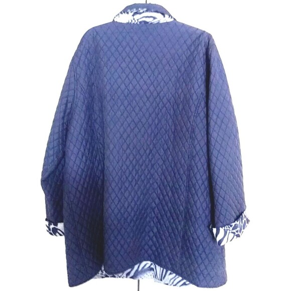 DENNIS BASSO Quilted Silk Jacket Womens Size 2x Blue Coat Outerwear Lined Jacket - Picture 11 of 11